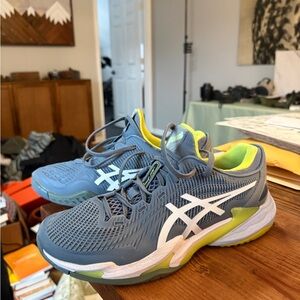 Asics Blue and Lime Athletic Sneakers